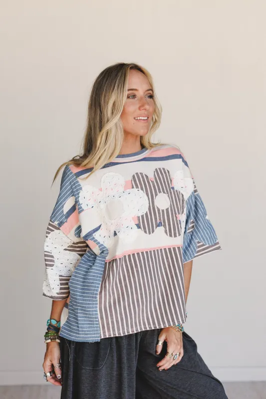 Moodflower Top - Blue sold by Three Bird Nest