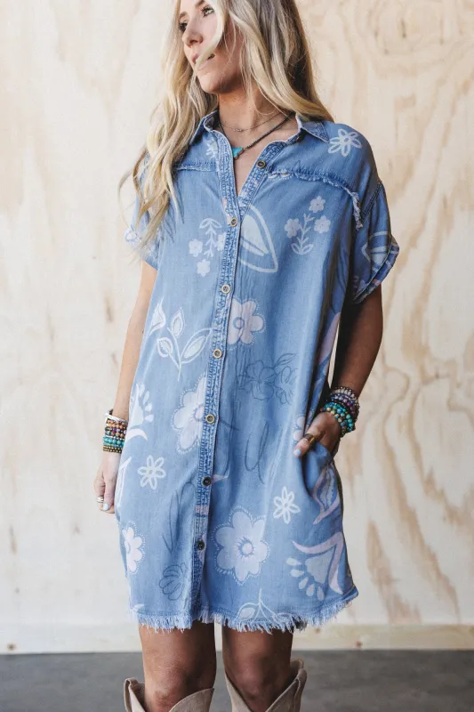 The Blues Denim Dress - Light Denim sold by Three Bird Nest