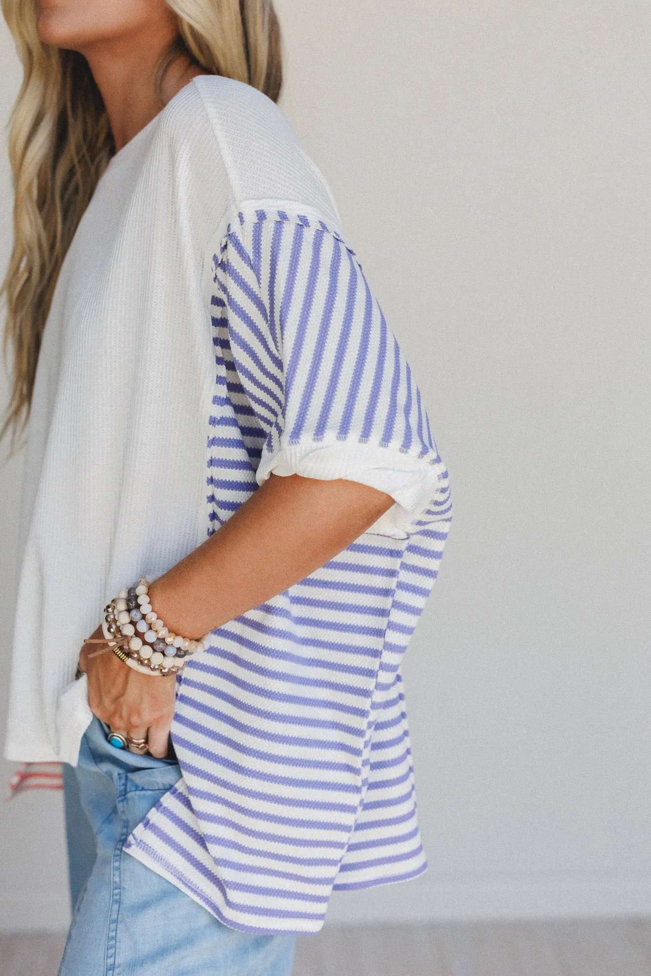 Sweet Stripes Top - Off White sold by Three Bird Nest product image thumbnail 5