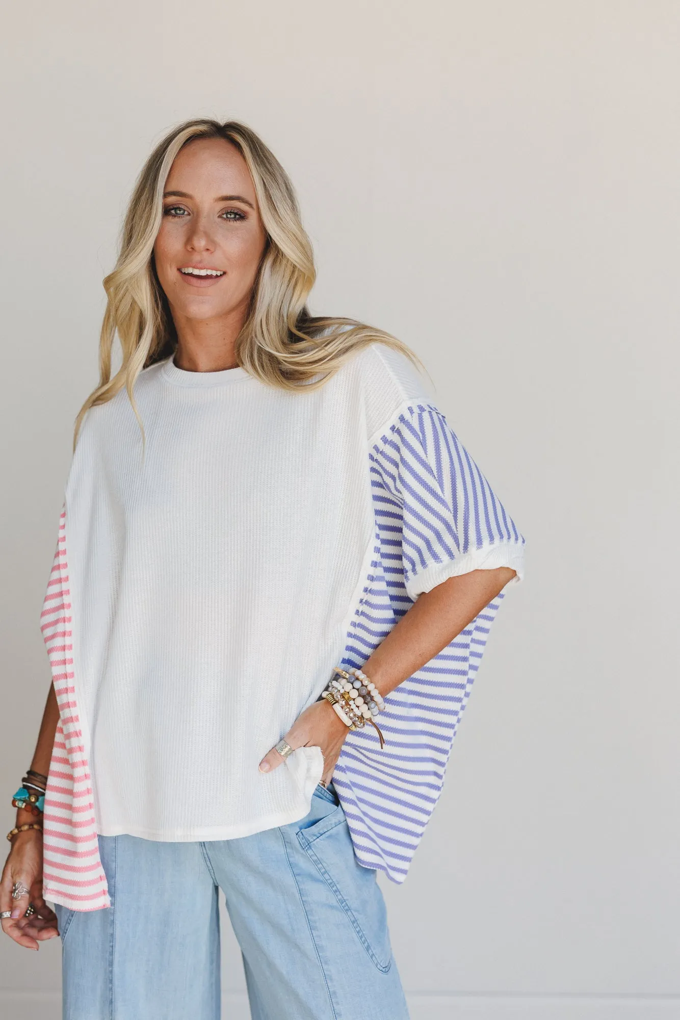 Sweet Stripes Top - Off White sold by Three Bird Nest product image thumbnail 3