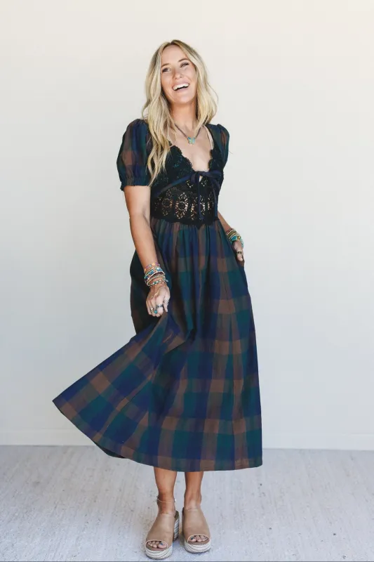 Darling Days Plaid Dress - Green made by Promesa