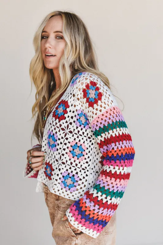 Daisy Moon Crochet Cardigan - Multi sold by Three Bird Nest
