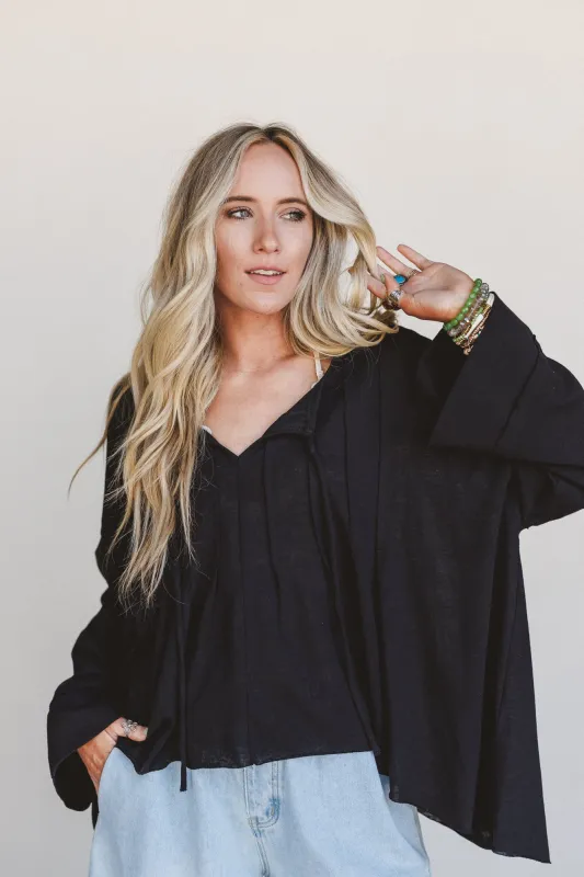 The Nest Isla Drift Top - Black sold by Three Bird Nest