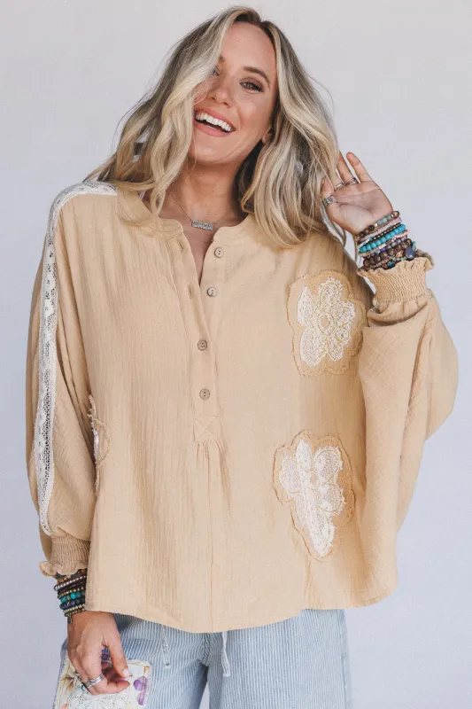 Soul Stir Crochet Trim Top - Yellow sold by Three Bird Nest