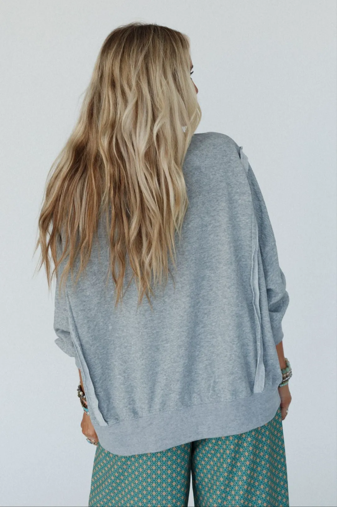 Ford Floral Peace Patch Top - Heather Gray sold by Three Bird Nest product image thumbnail 5