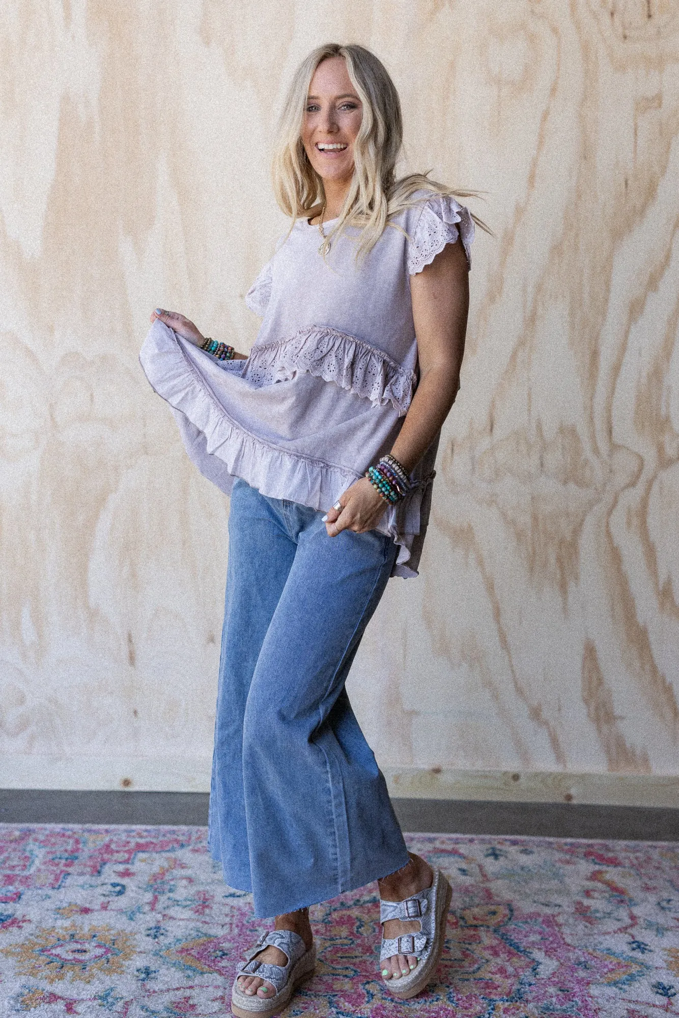 Simple Sweet Ruffle Tunic - Purple Mocha sold by Three Bird Nest product image thumbnail 2