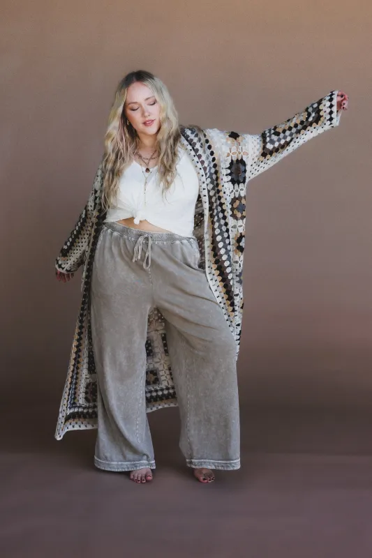 The Nest Soulful Wanderer Crochet Duster - Grey Multi made by Davi & Dani