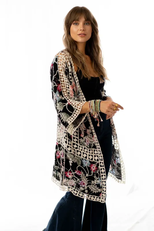 Let's Get Tropical Kimono - Black sold by Three Bird Nest