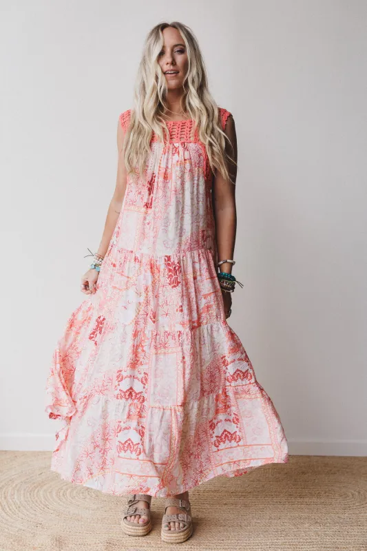 Cottage Dreams Floral Maxi Dress - Orange made by Davi & Dani