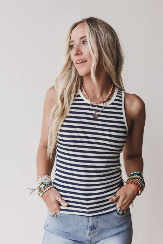 Wildflow Stripe Top - Navy made by By Together