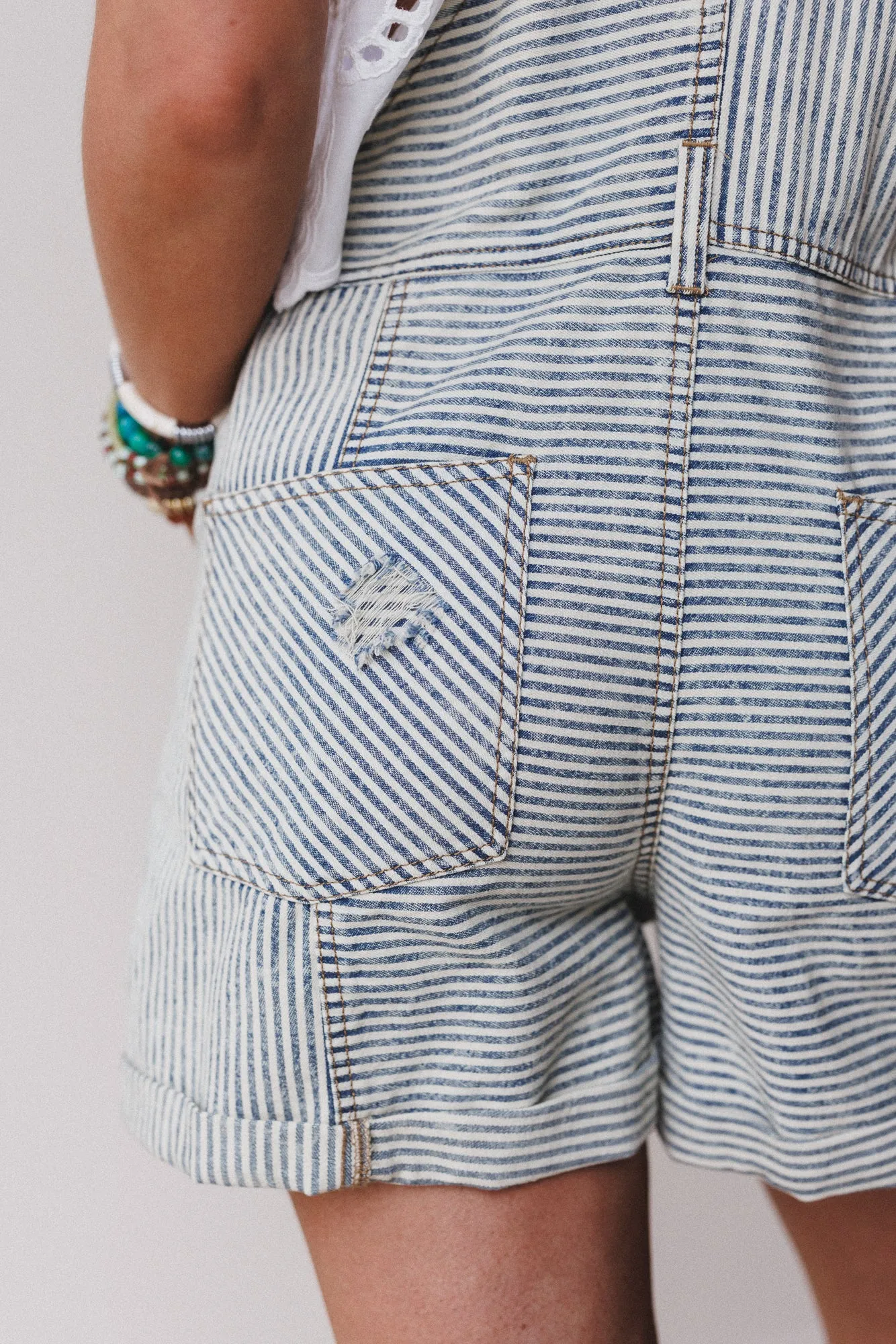 More To Love Denim Overalls - Denim Stripe sold by Three Bird Nest product image thumbnail 3