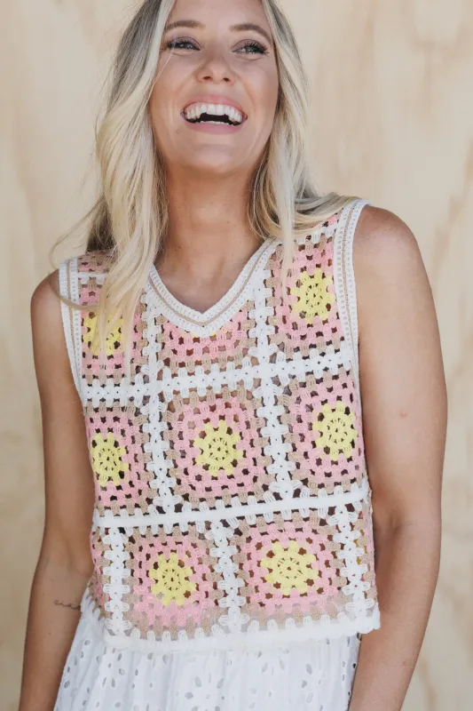 Serene Escape Crochet Top - Pink sold by Three Bird Nest