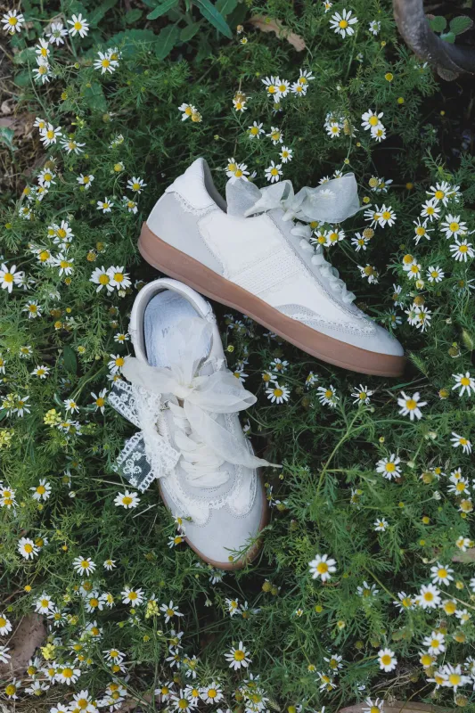 Amour Lace Trim Sneakers - Off White sold by Three Bird Nest