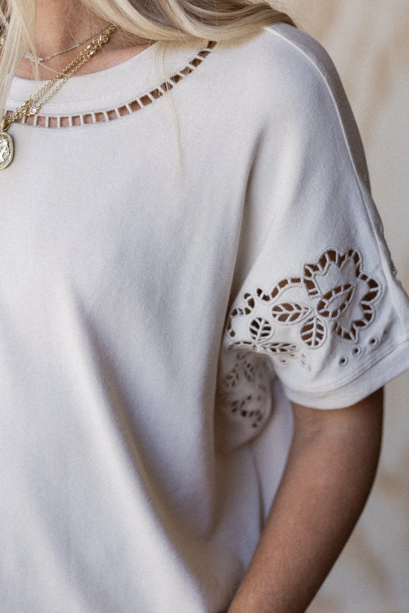 Open Horizon Eyelet Top - Beige sold by Three Bird Nest product image thumbnail 4