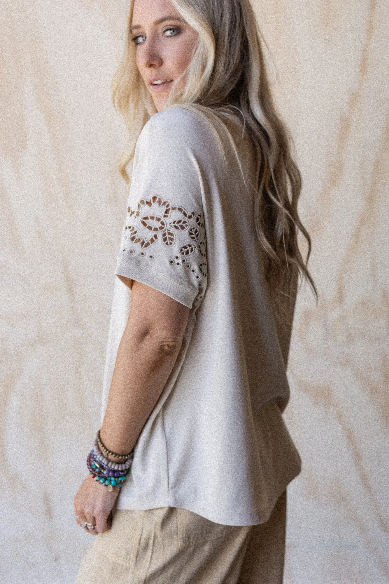 Open Horizon Eyelet Top - Beige sold by Three Bird Nest product image thumbnail 3