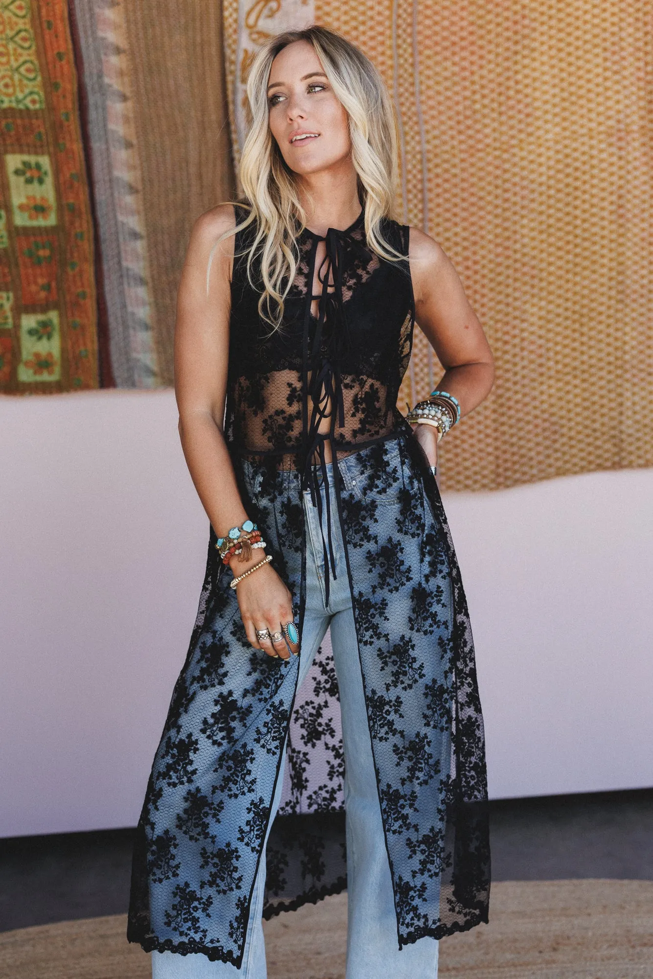Jenny Lace Duster - Black sold by Three Bird Nest product image thumbnail 4