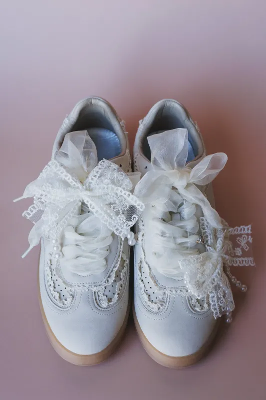 Make It Yours Bow Embroidered Sneakers - Ivory made by Mi.iM