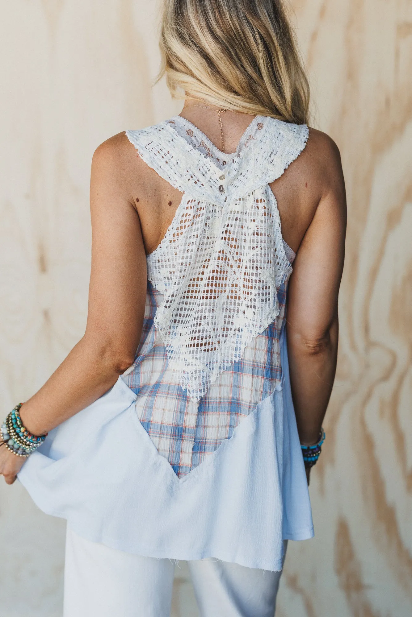 Plaid Meadow Mix Print Top - Blue sold by Three Bird Nest product image thumbnail 2
