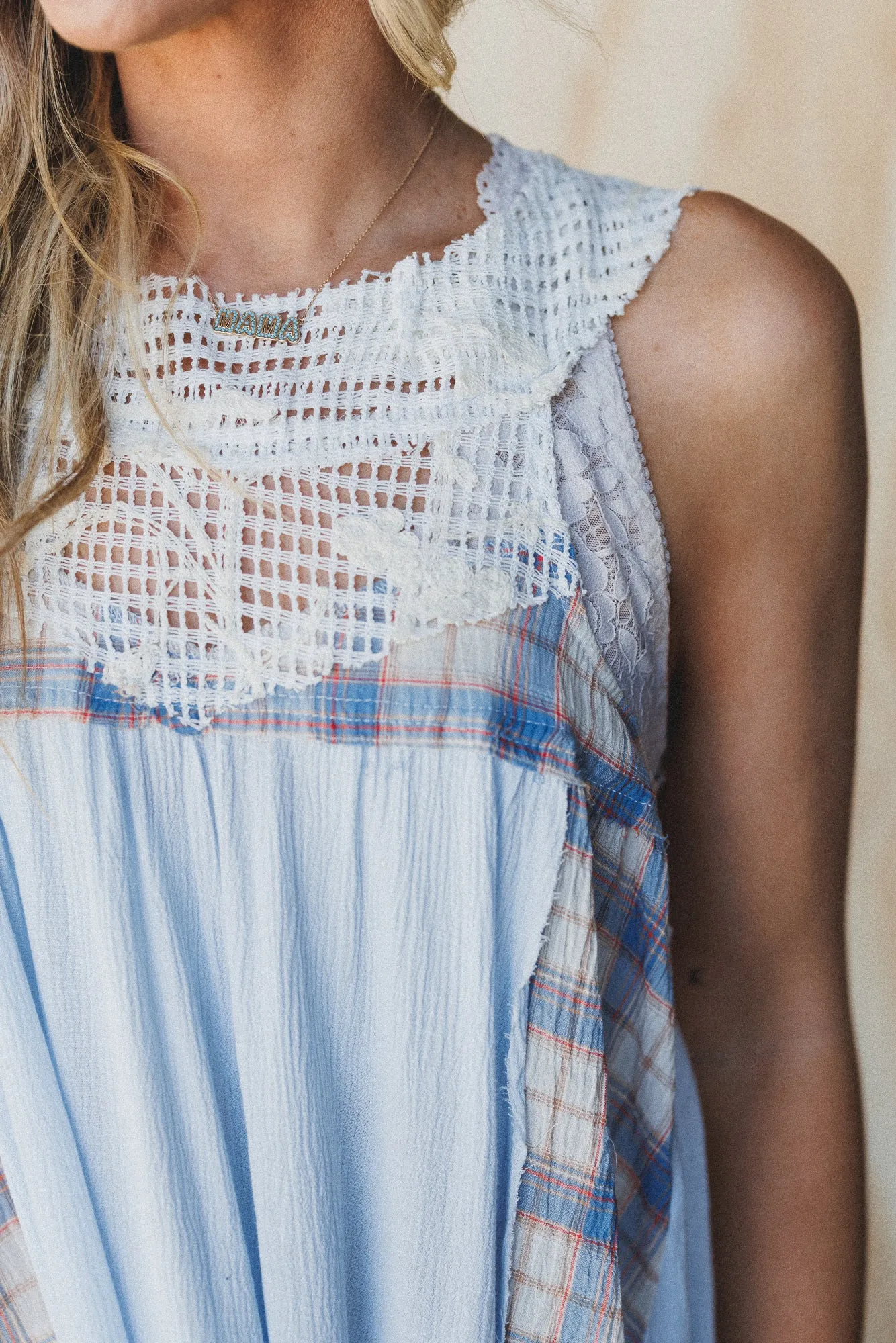 Plaid Meadow Mix Print Top - Blue sold by Three Bird Nest product image thumbnail 4