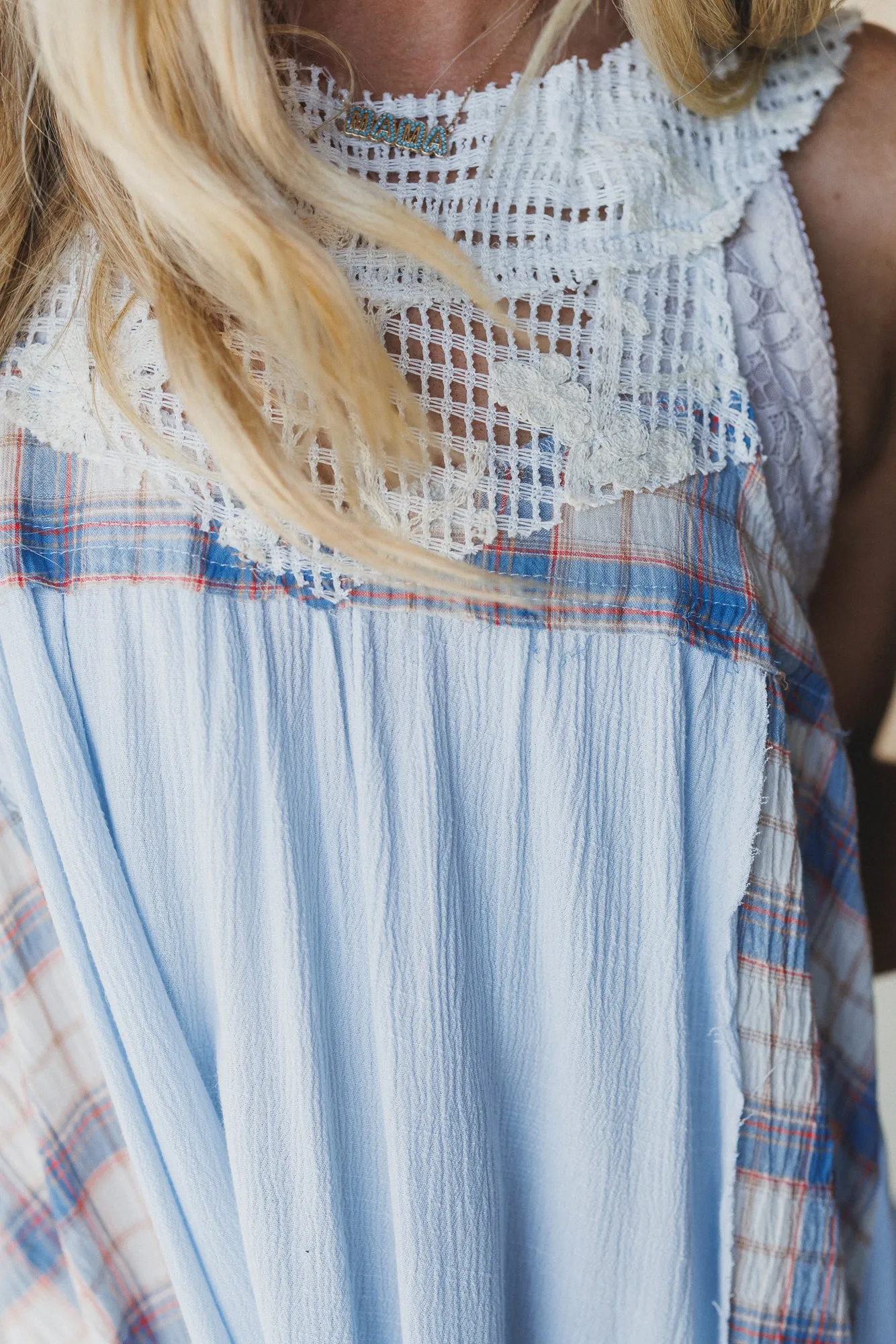 Plaid Meadow Mix Print Top - Blue sold by Three Bird Nest product image thumbnail 5