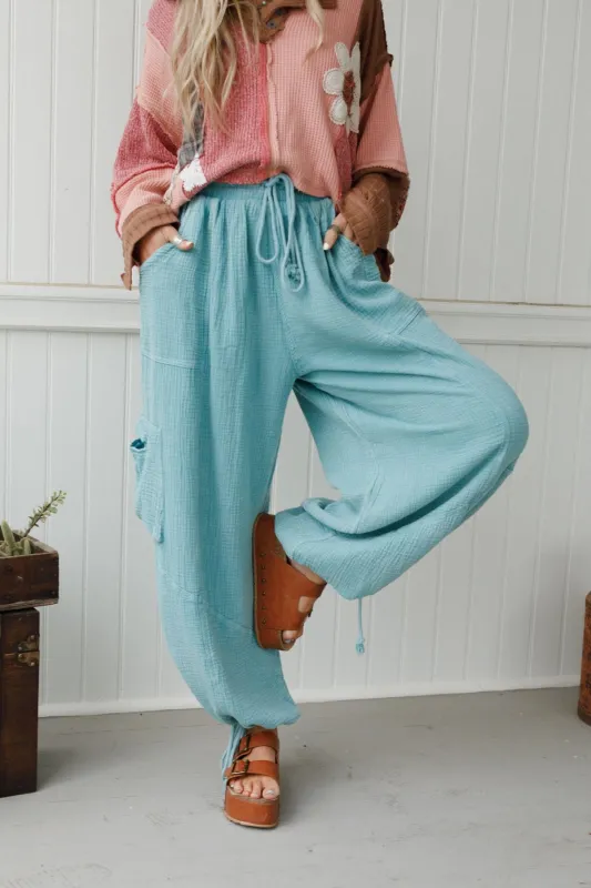 Cool Coast Wide Leg Pants - Teal made by easel