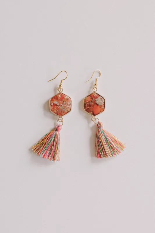 Love Link Earrings - Orange sold by Three Bird Nest