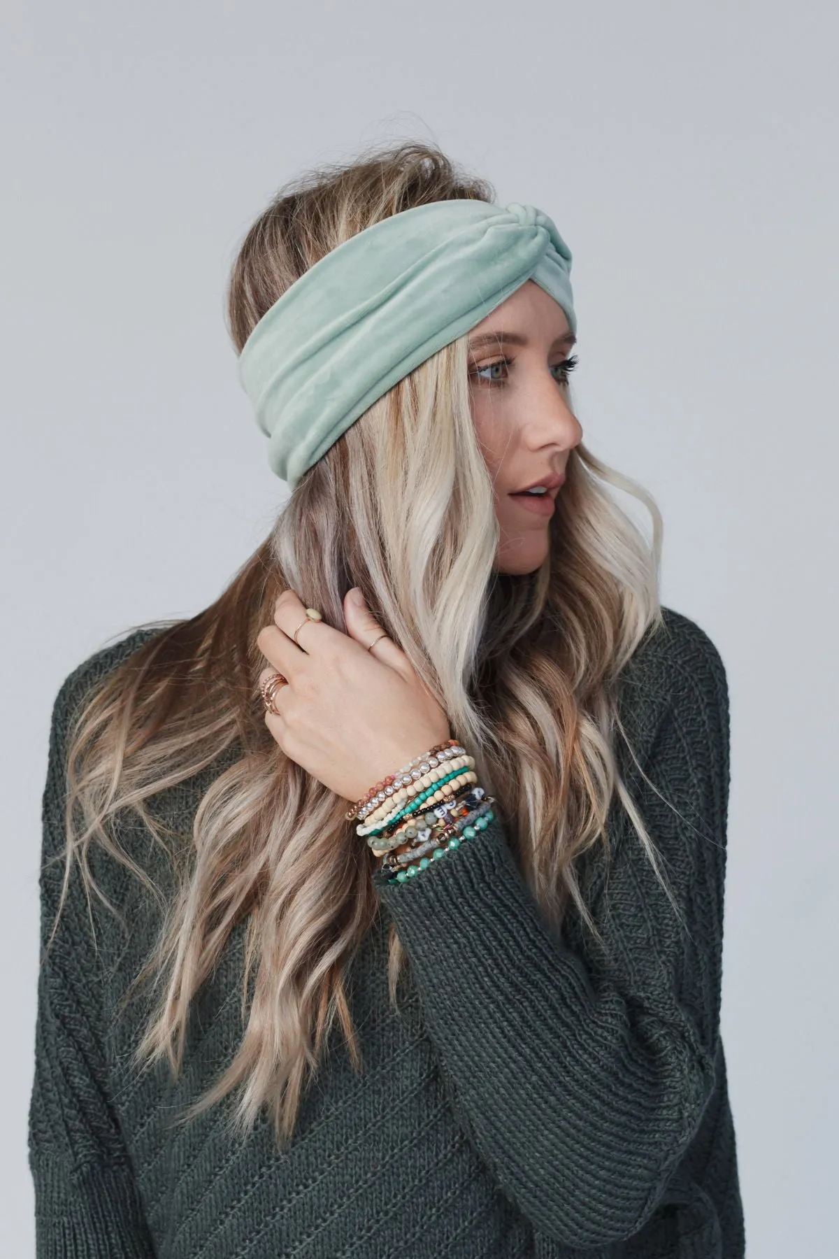 Everyday Velvet Headband - Sage sold by Three Bird Nest product image thumbnail 4