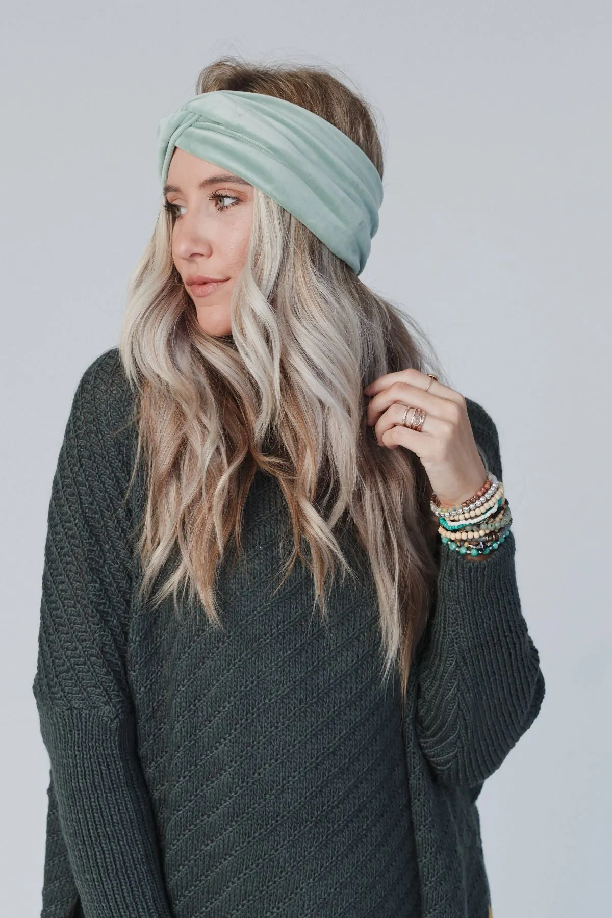 Everyday Velvet Headband - Sage sold by Three Bird Nest