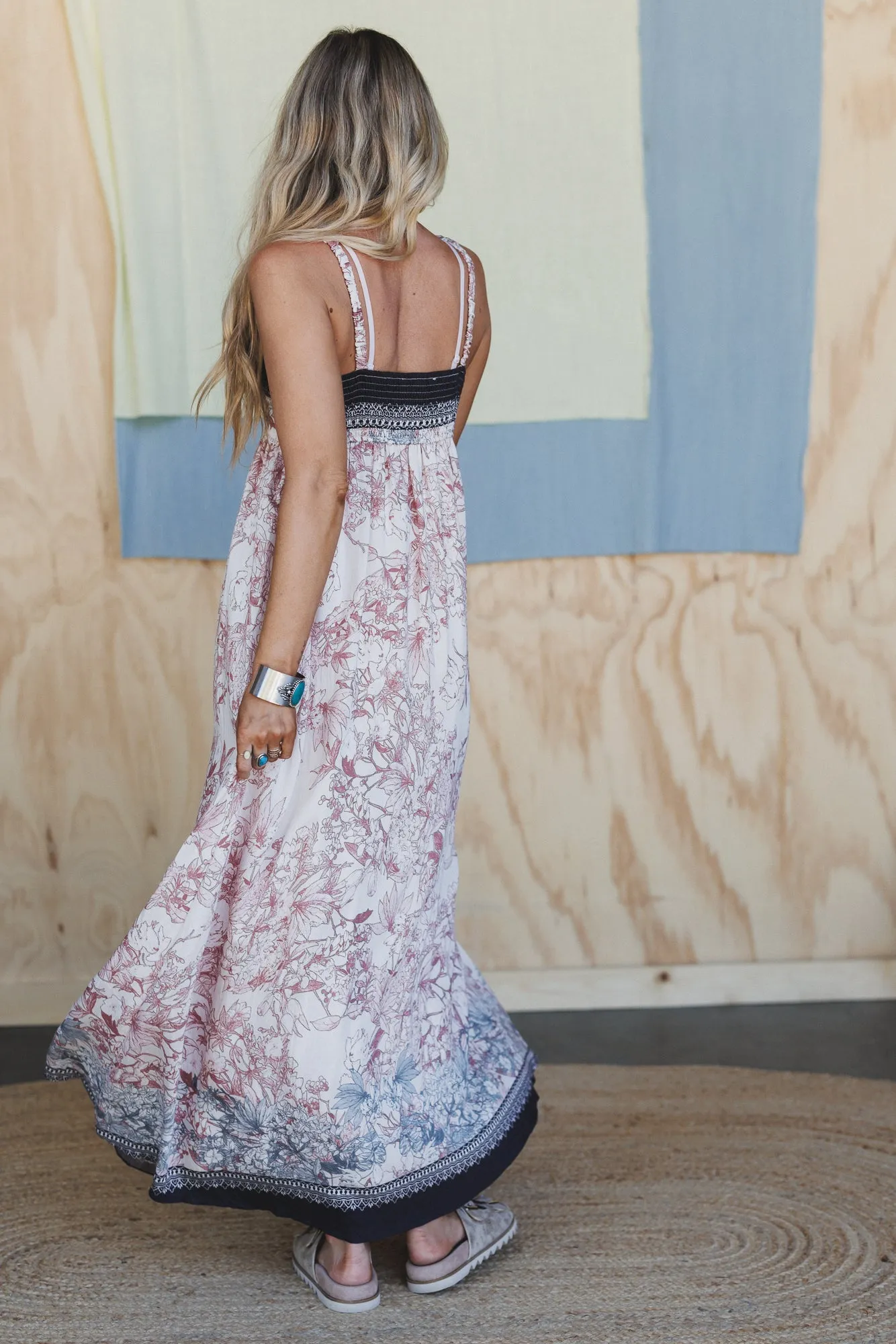 Iris Sky Floral Maxi Dress - Charcoal sold by Three Bird Nest product image thumbnail 2