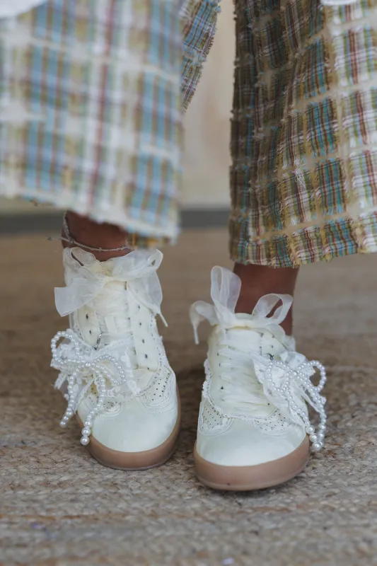 Make It Yours Bow Embroidered Sneakers - Yellow sold by Three Bird Nest