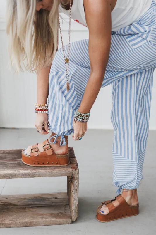 Aveline Striped Pants - Blue sold by Three Bird Nest