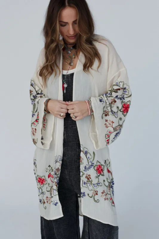 Fun In Florals Kimono - Cream sold by Three Bird Nest
