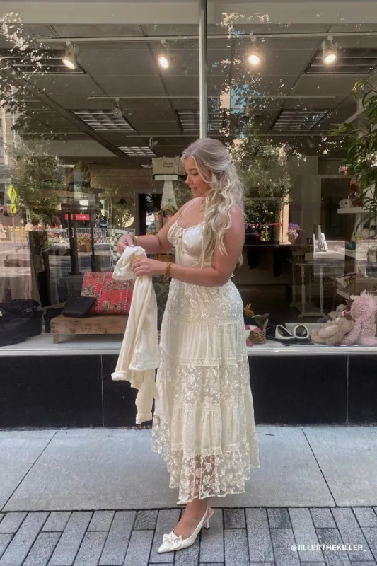 Lace Horizon Maxi Skirt - Cream sold by Three Bird Nest