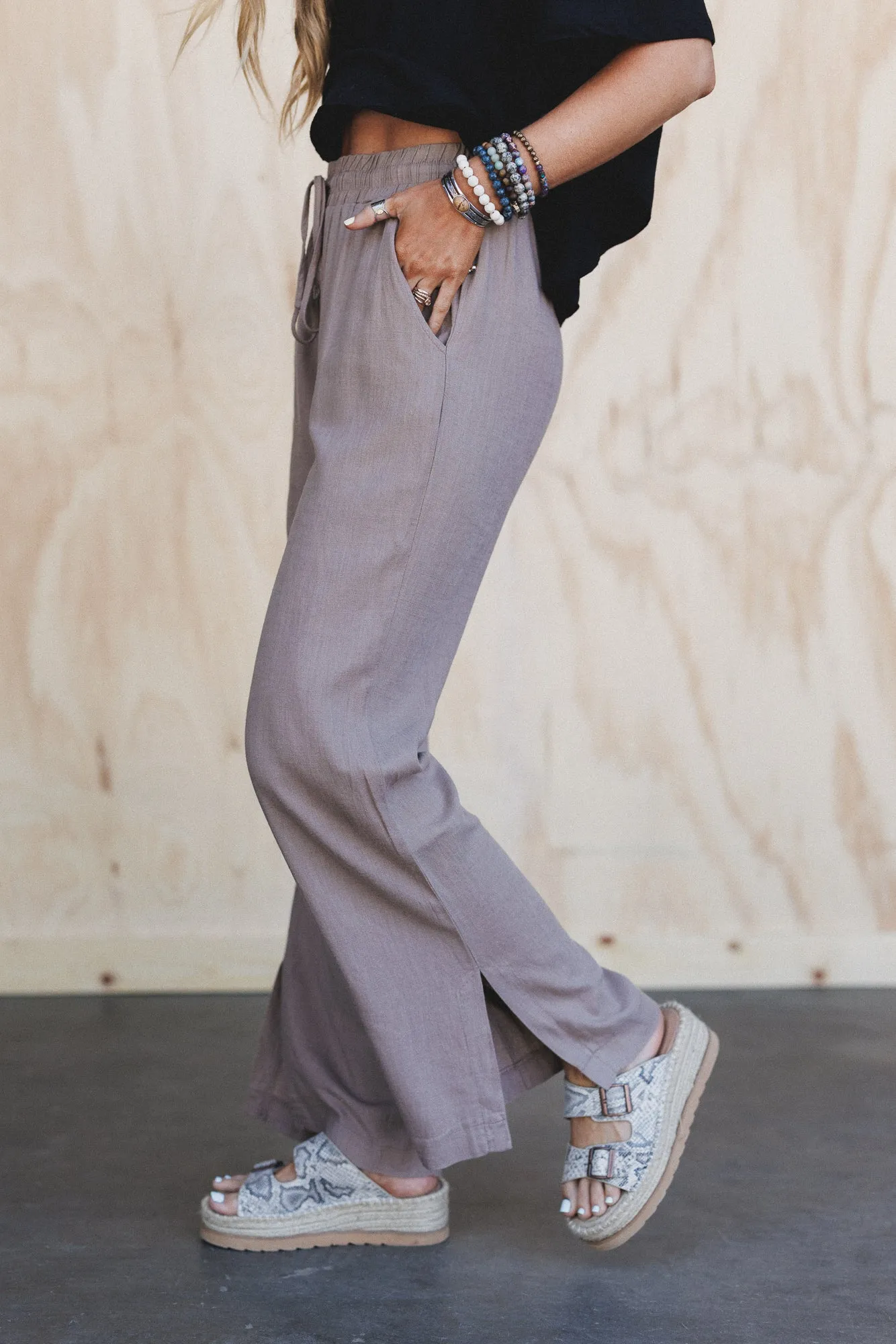 True Form Wide Leg Pants - Cocoa sold by Three Bird Nest product image thumbnail 2