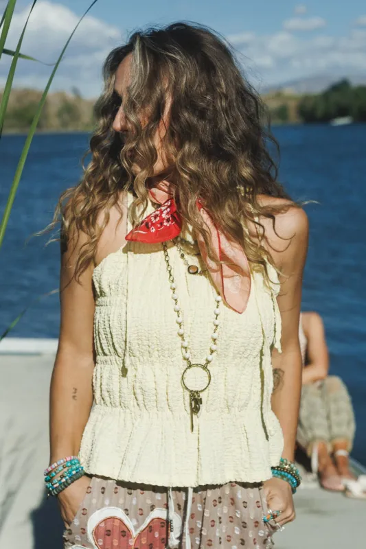 Skylie Tie Halter Top - Yellow sold by Three Bird Nest