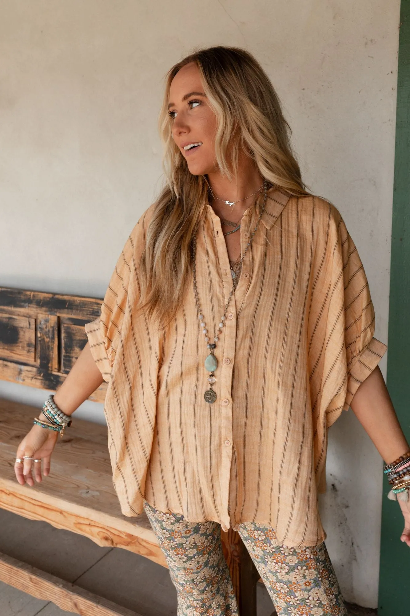 Easy Breeze Striped Top - Melon sold by Three Bird Nest product image thumbnail 4