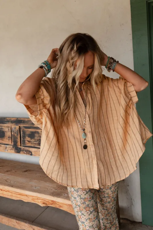 Easy Breeze Striped Top - Melon sold by Three Bird Nest