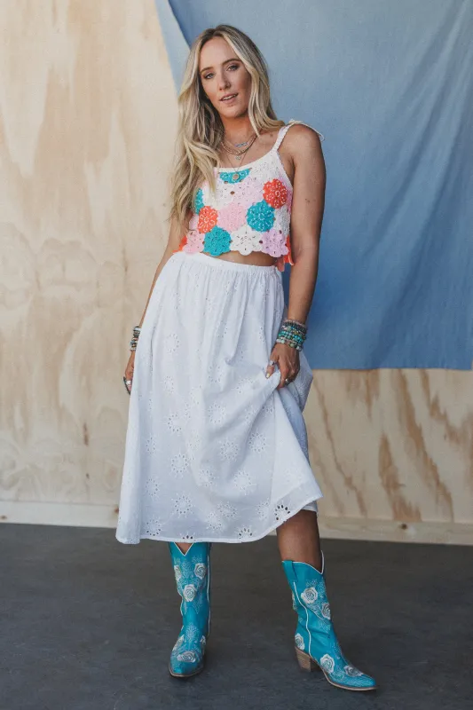 Briley Eyelet Skirt - Off White sold by Three Bird Nest