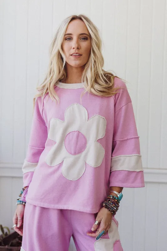 Drift Path Flower Patched Top - Lilac sold by Three Bird Nest