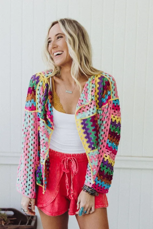 Colorwaves Crochet Cardigan - Pink sold by Three Bird Nest