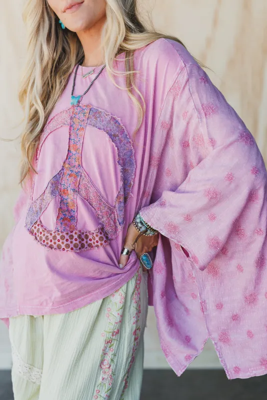 Peace Path Embroidered Top - Rose sold by Three Bird Nest