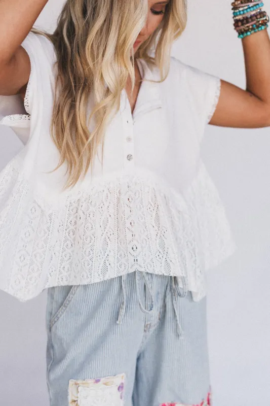 Callie Short Sleeve Tee - White sold by Three Bird Nest