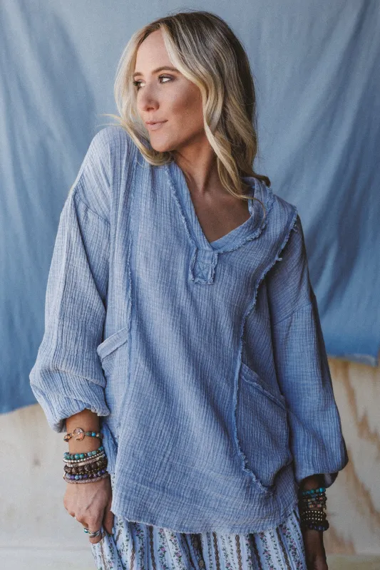 Just In Time Top - Blue sold by Three Bird Nest