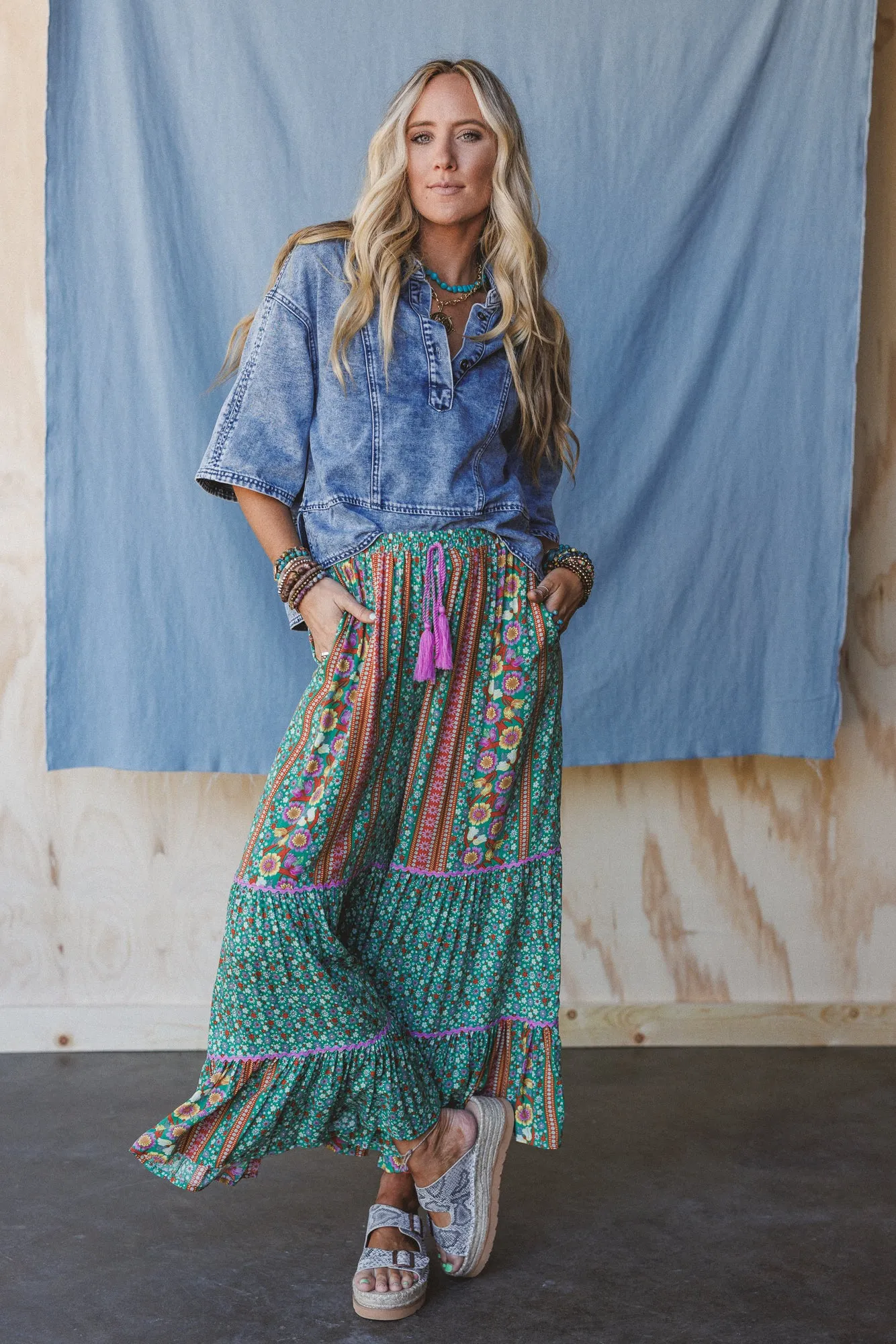 Saddle Up Style Denim Top - Denim sold by Three Bird Nest product image thumbnail 5