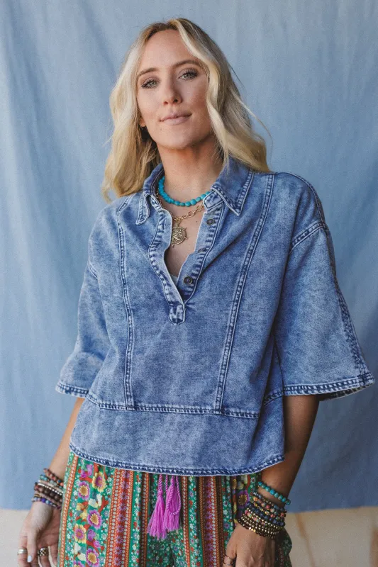 Saddle Up Style Denim Top - Denim made by Listicle