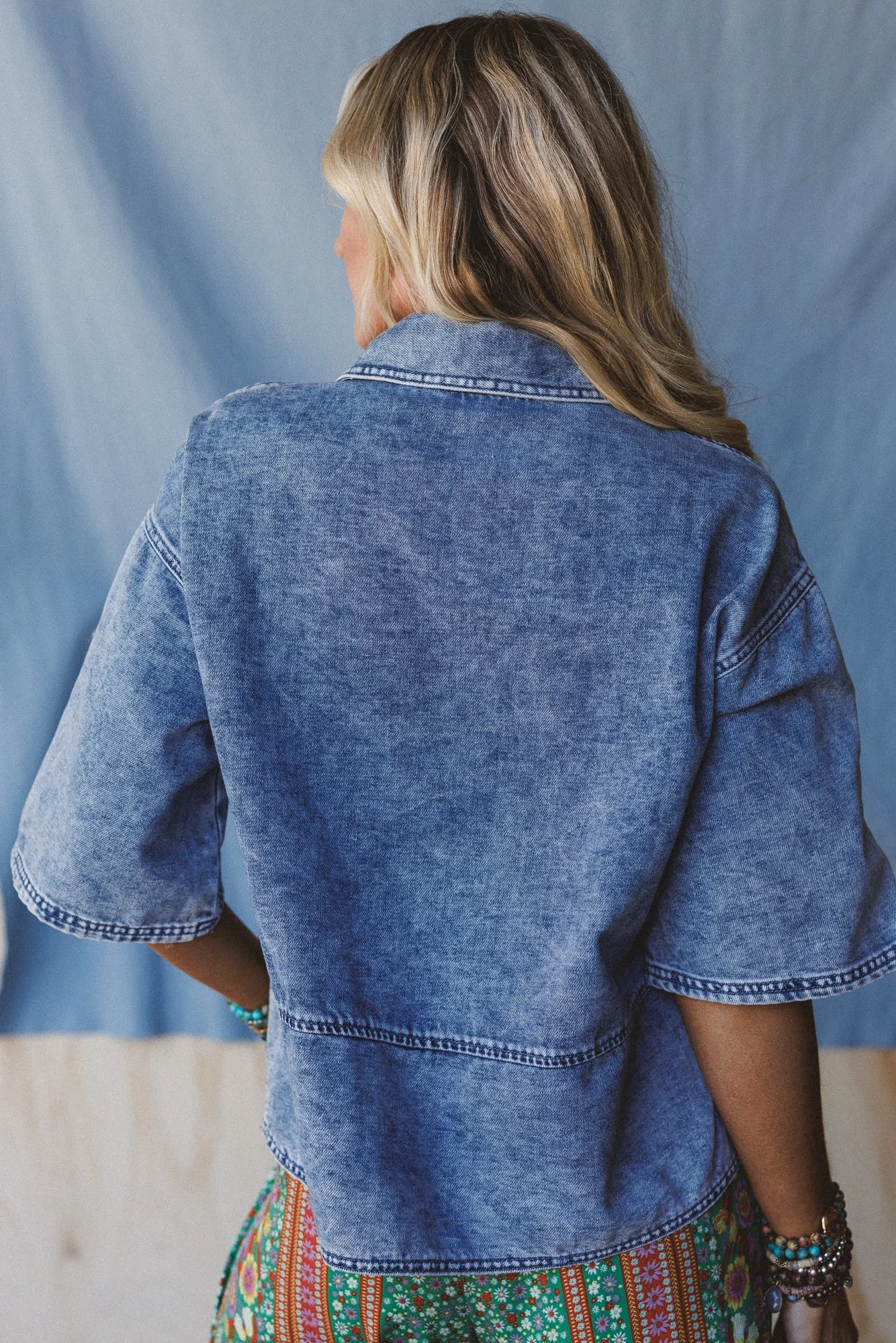 Saddle Up Style Denim Top - Denim sold by Three Bird Nest product image thumbnail 4