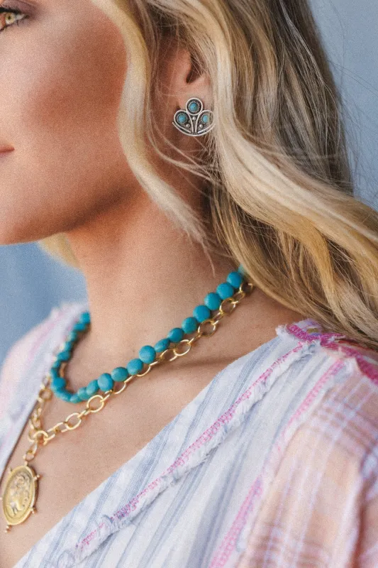 Desert Lily Earrings - Turquoise sold by Three Bird Nest