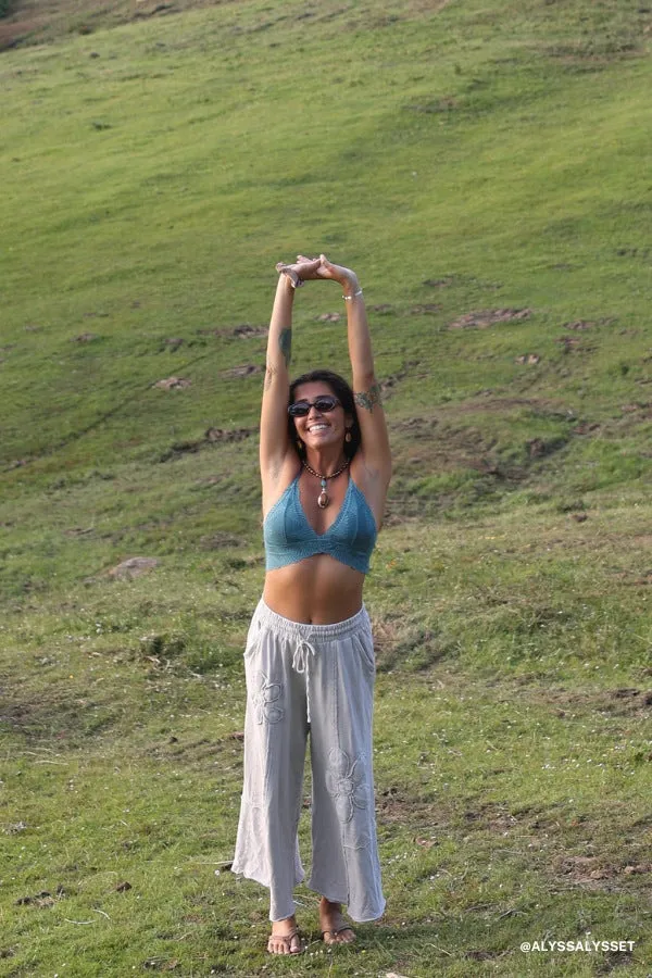 Ethereal Blooms Wide Leg Pants - Stone sold by Three Bird Nest