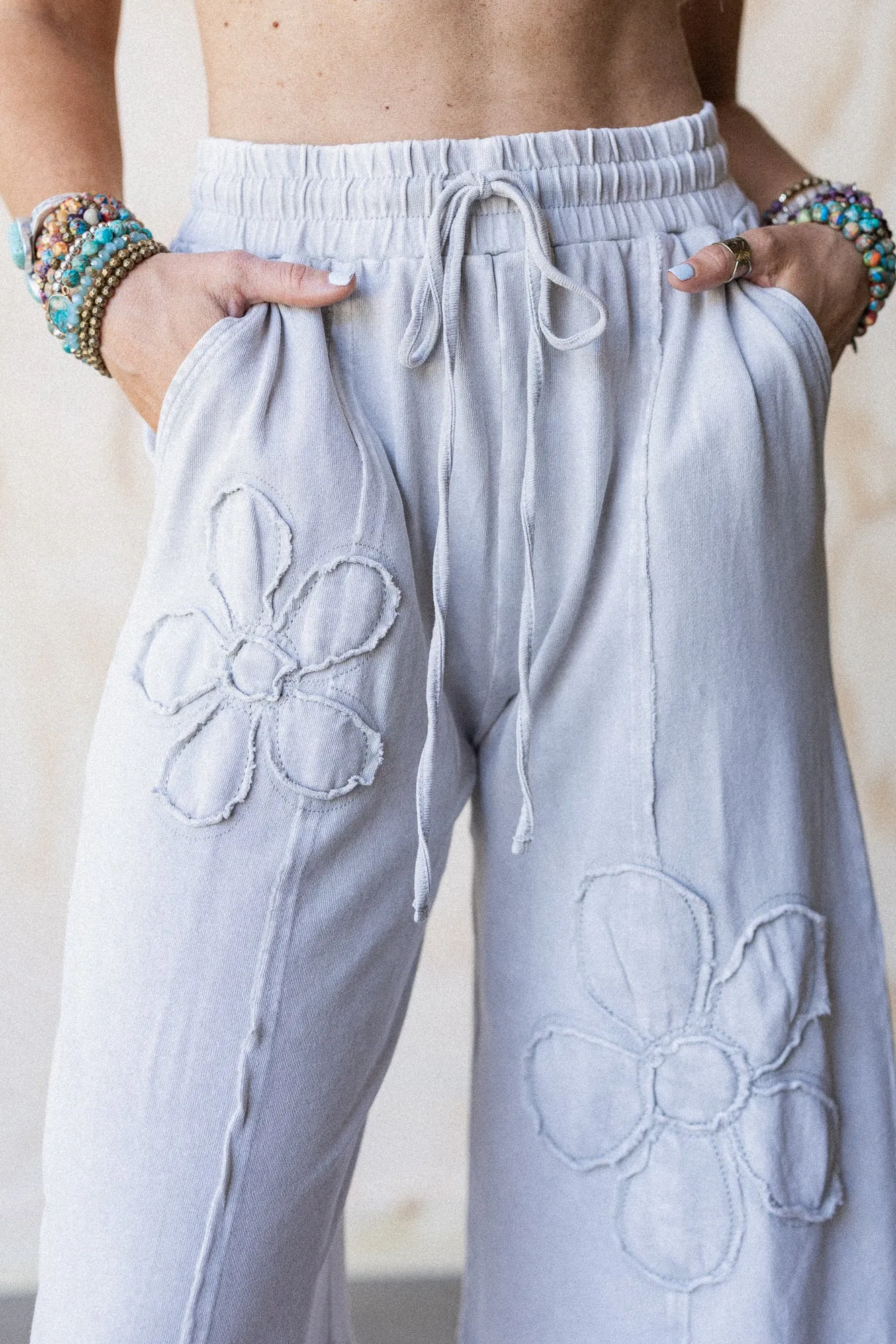 Ethereal Blooms Wide Leg Pants - Stone sold by Three Bird Nest product image thumbnail 4