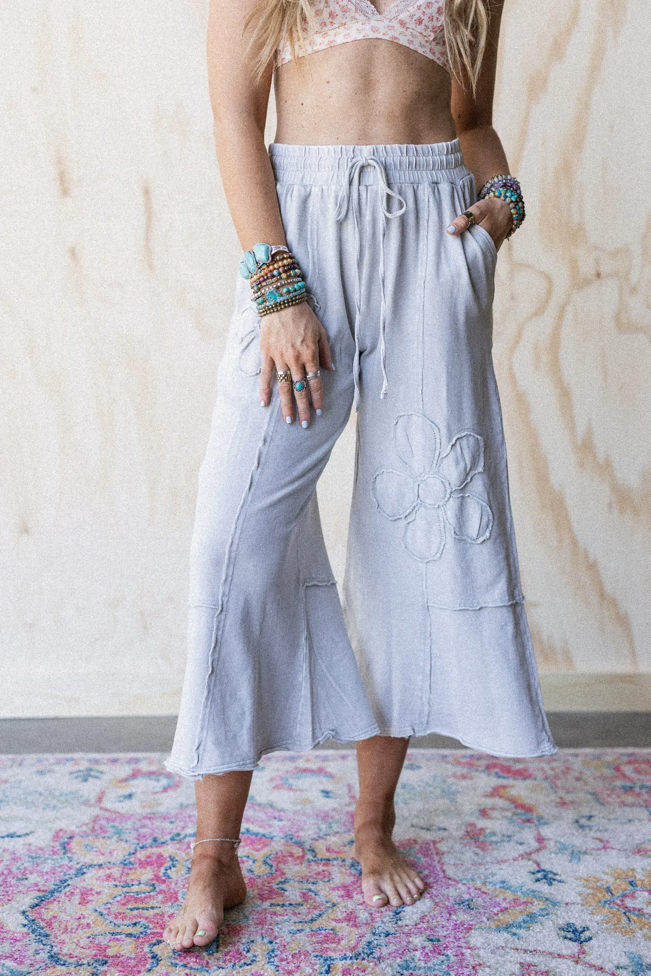 Ethereal Blooms Wide Leg Pants - Stone sold by Three Bird Nest product image thumbnail 5